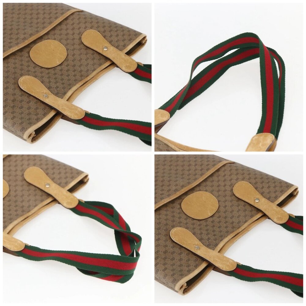 GUCCI Micro GG Supreme Web Sherry Line Bag PVC Beige 002 904 0223 Auth 156847 - Picture 16 of 16